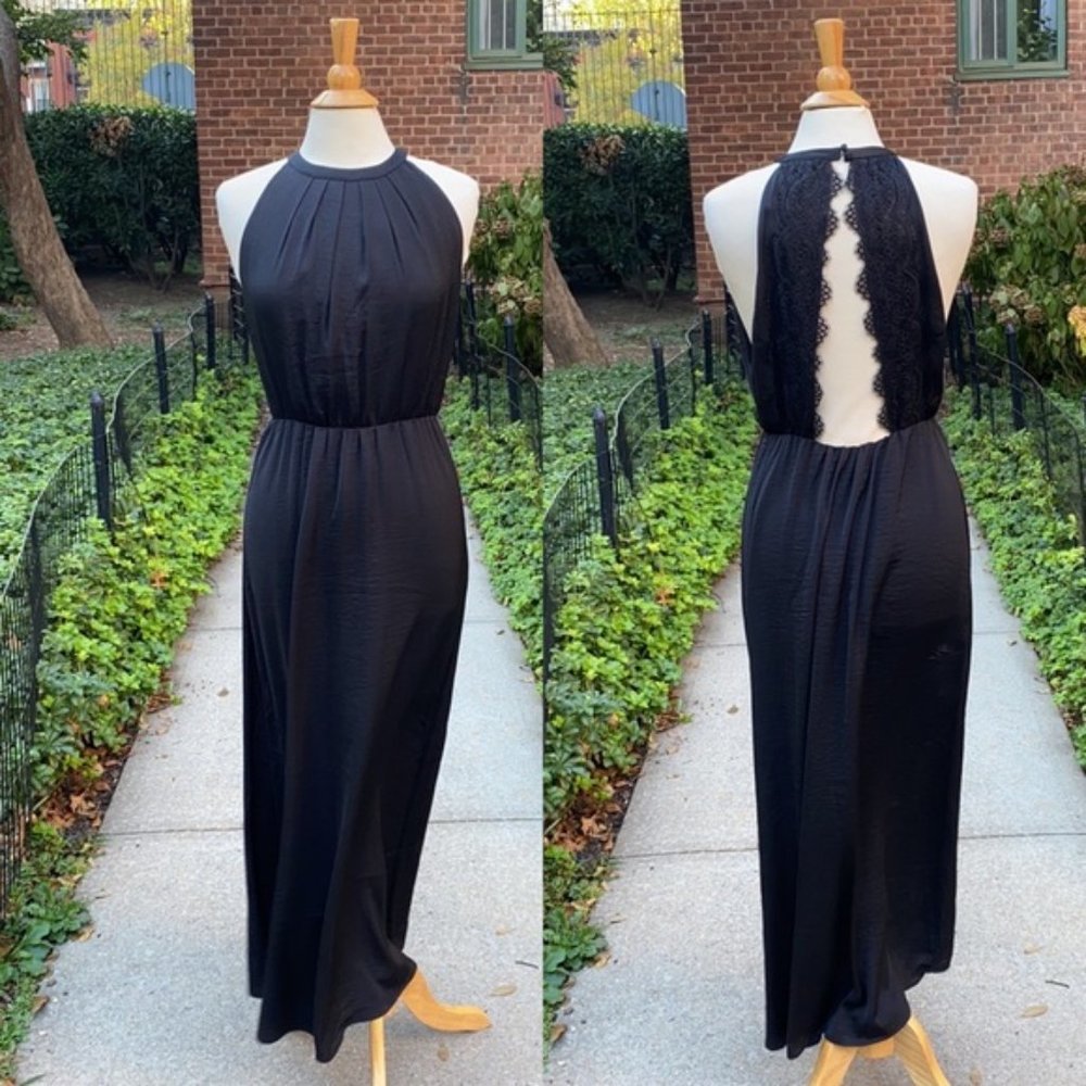 H & M Open Lace Back Maxi Dress EUC